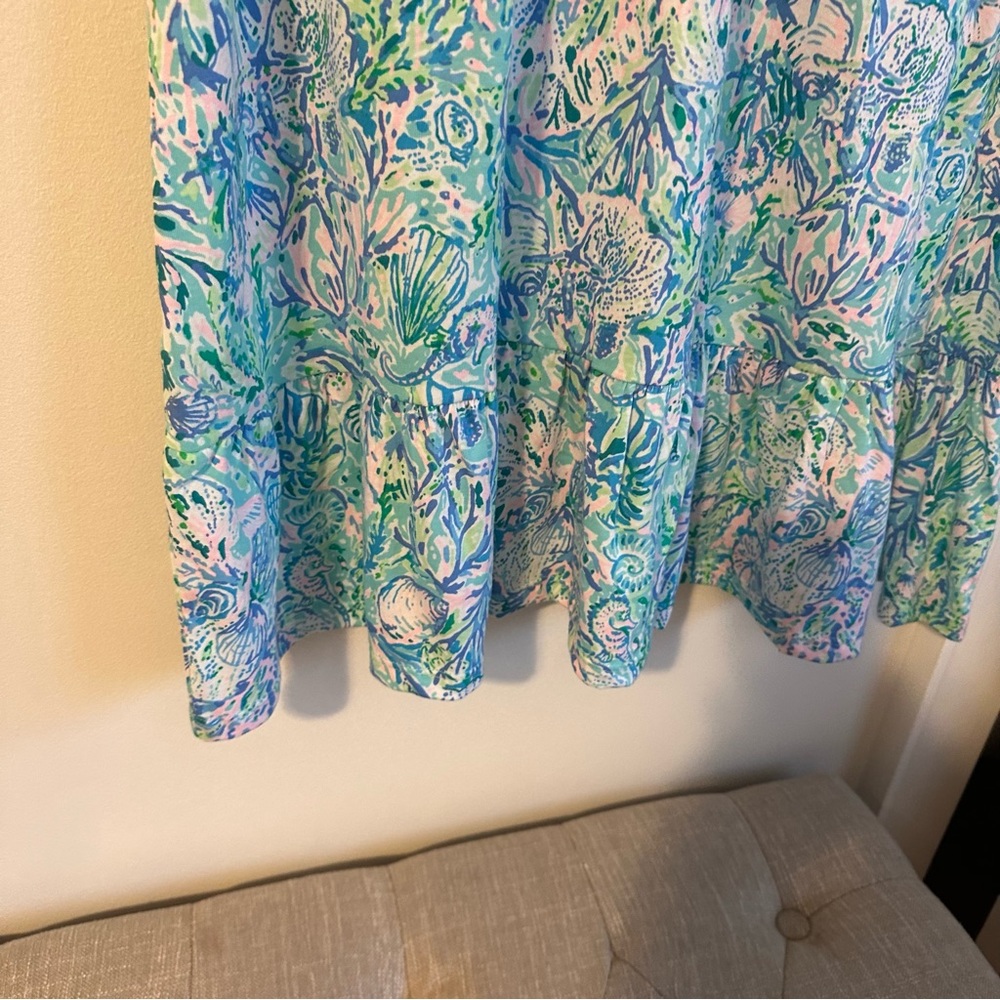 Lilly Pulitzer Soleil it on me Blue Green FloralCamille V-Neck Swing Dress - Picture 7 of 7
